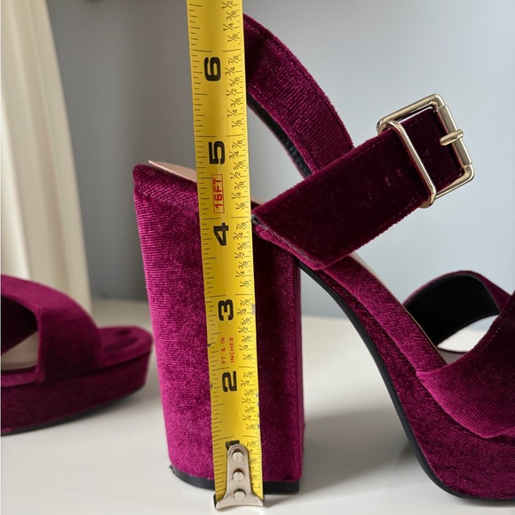 Mossimo Supply Co. Burgundy Velvet Platform Heels - Picture 7 of 8